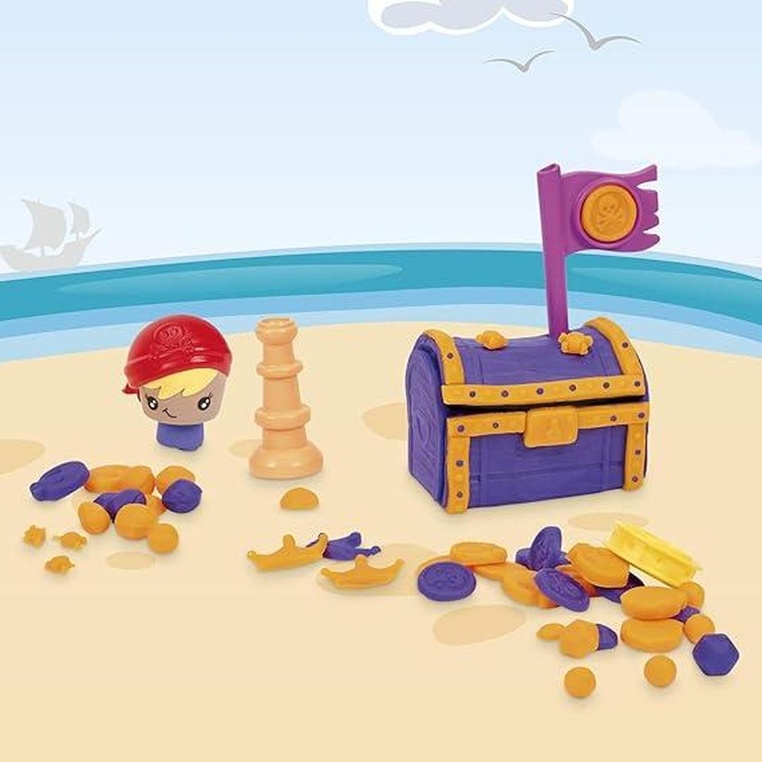 Hasbro Play-Doh Builder Treasure Chest Toy Building Kit for Kids 5 Years and up with 3 Non-Toxic Play-Doh Cans