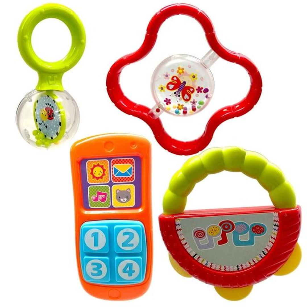 Eli Baby Rattle Toys, Baby Teether Rattle Sets with Infant Grab Shaker, Teether, Spin Rattle, Early Educational Gifts for Newborn Infant Boys & Girls