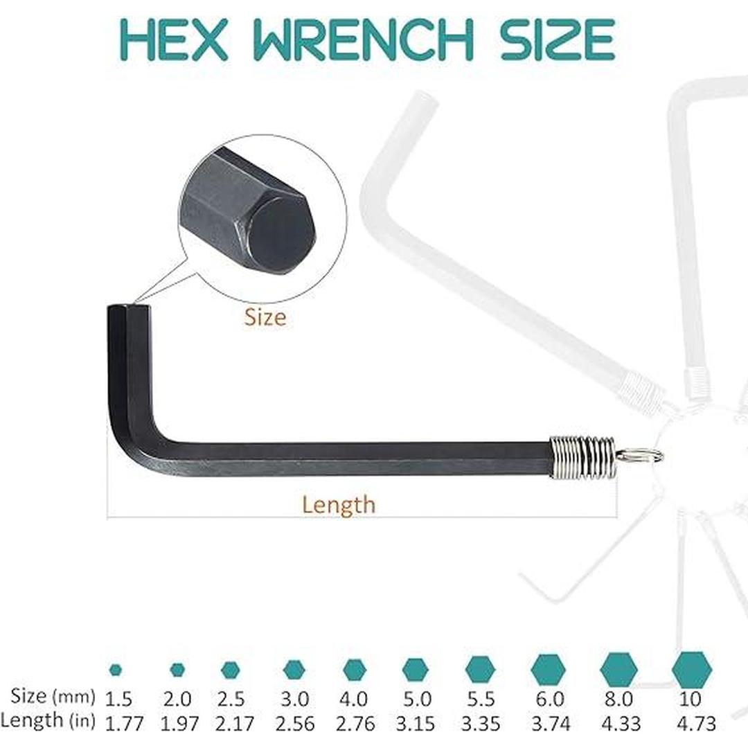 10pc SAE Hex Key On Ring