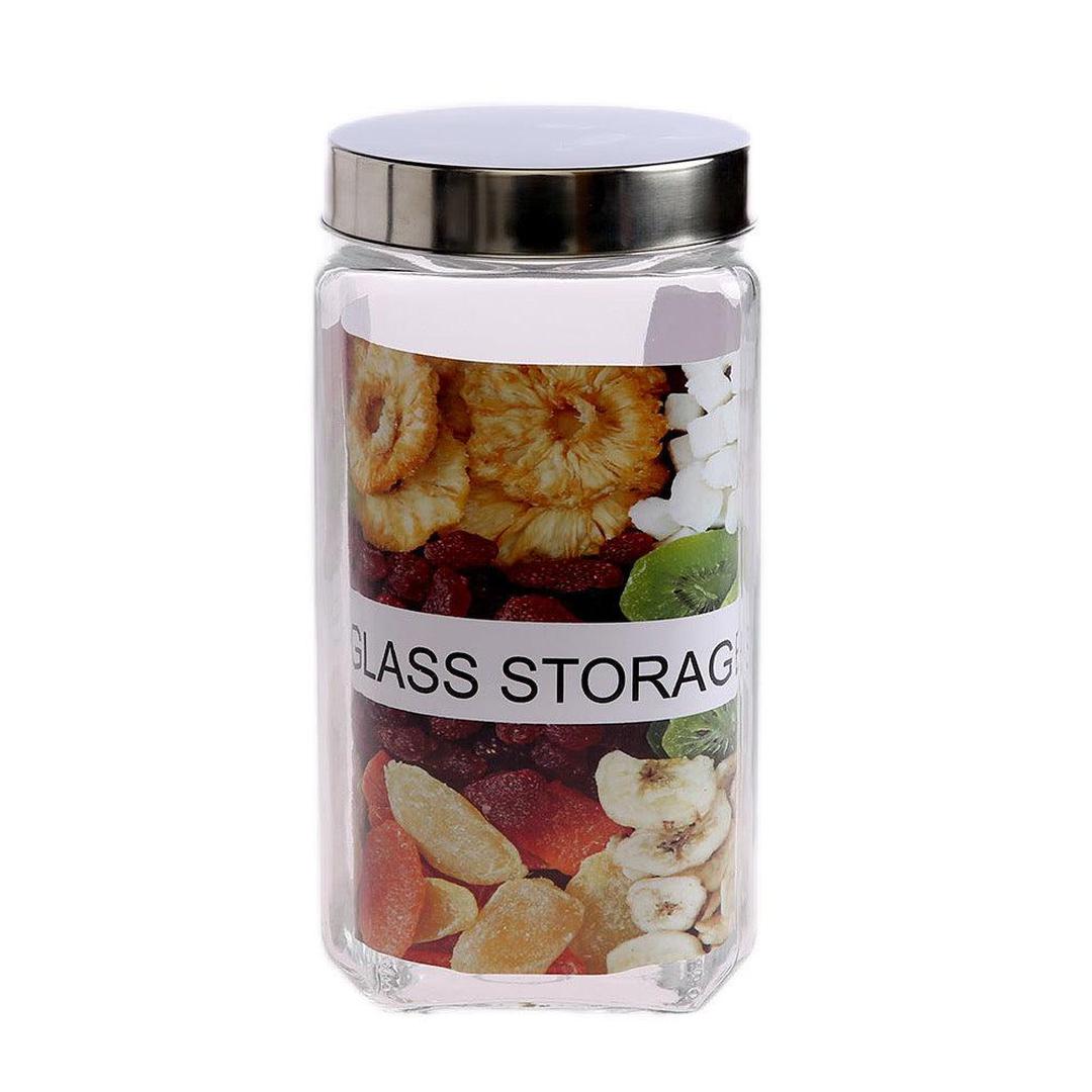 74oz/2200ml Square Glass Jar with Metal Lid