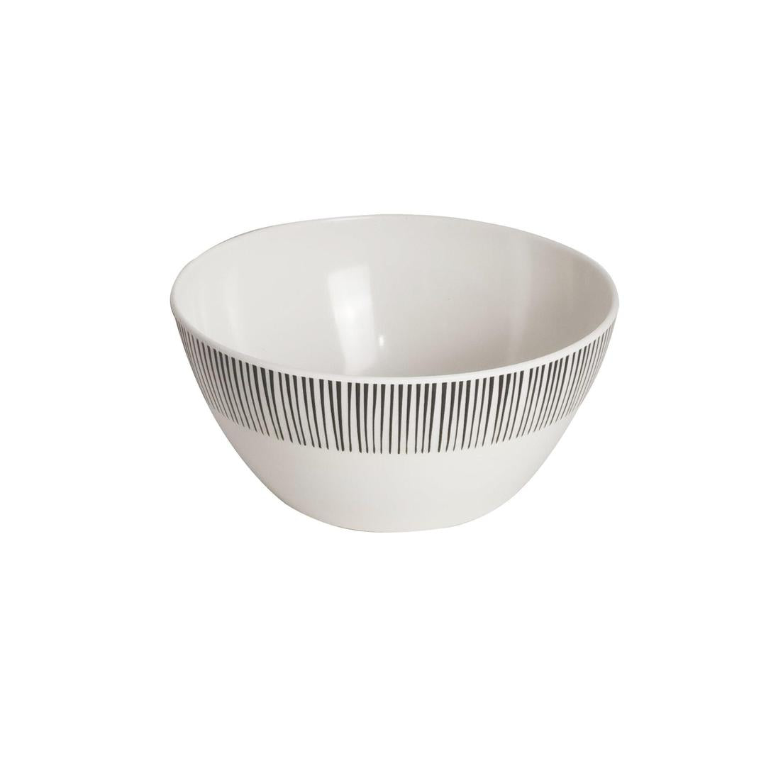 Black Stripe Melamine Salad Bowl Dia 8"