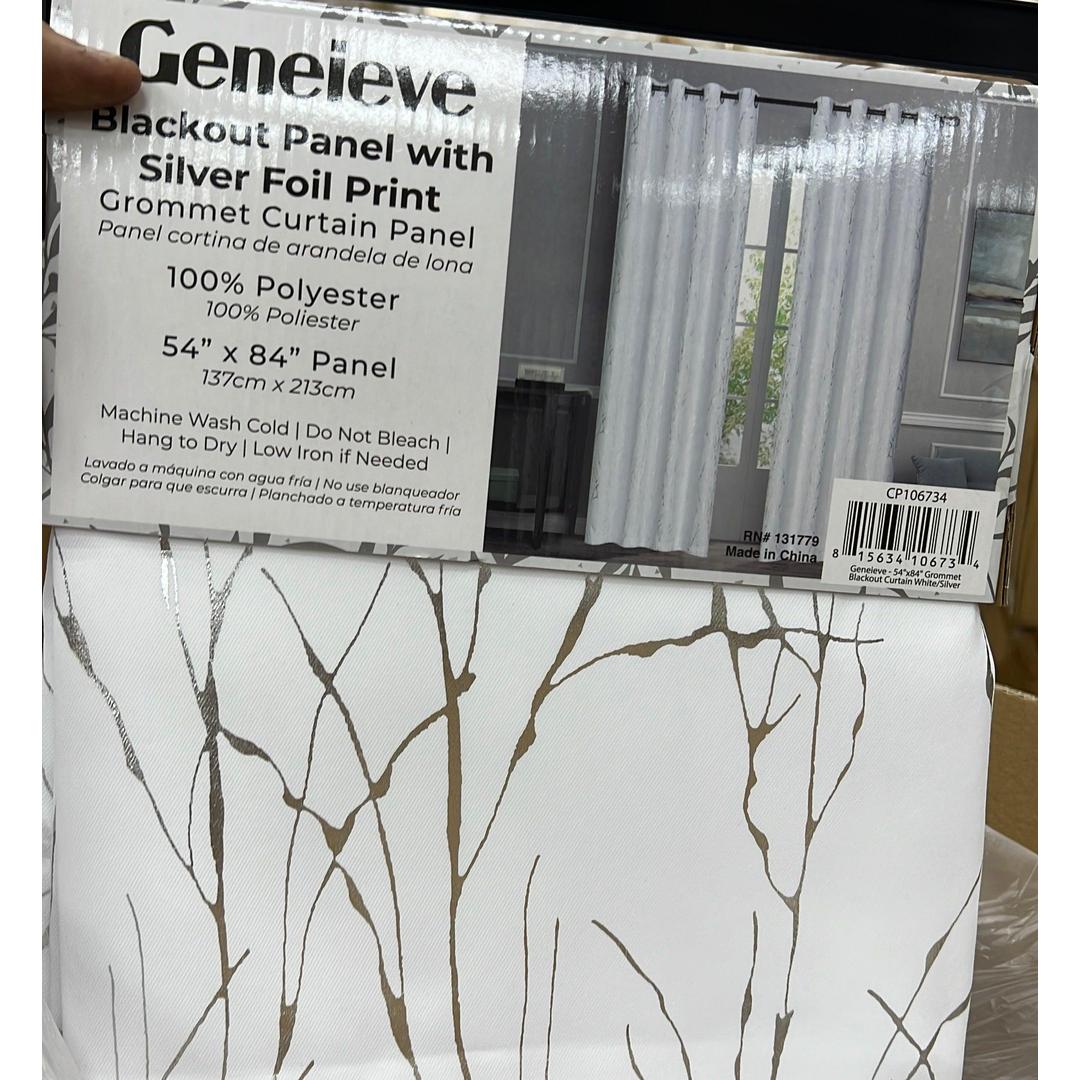 Geneieve - 54"x84" Grommet Blackout Curtain White/Silver