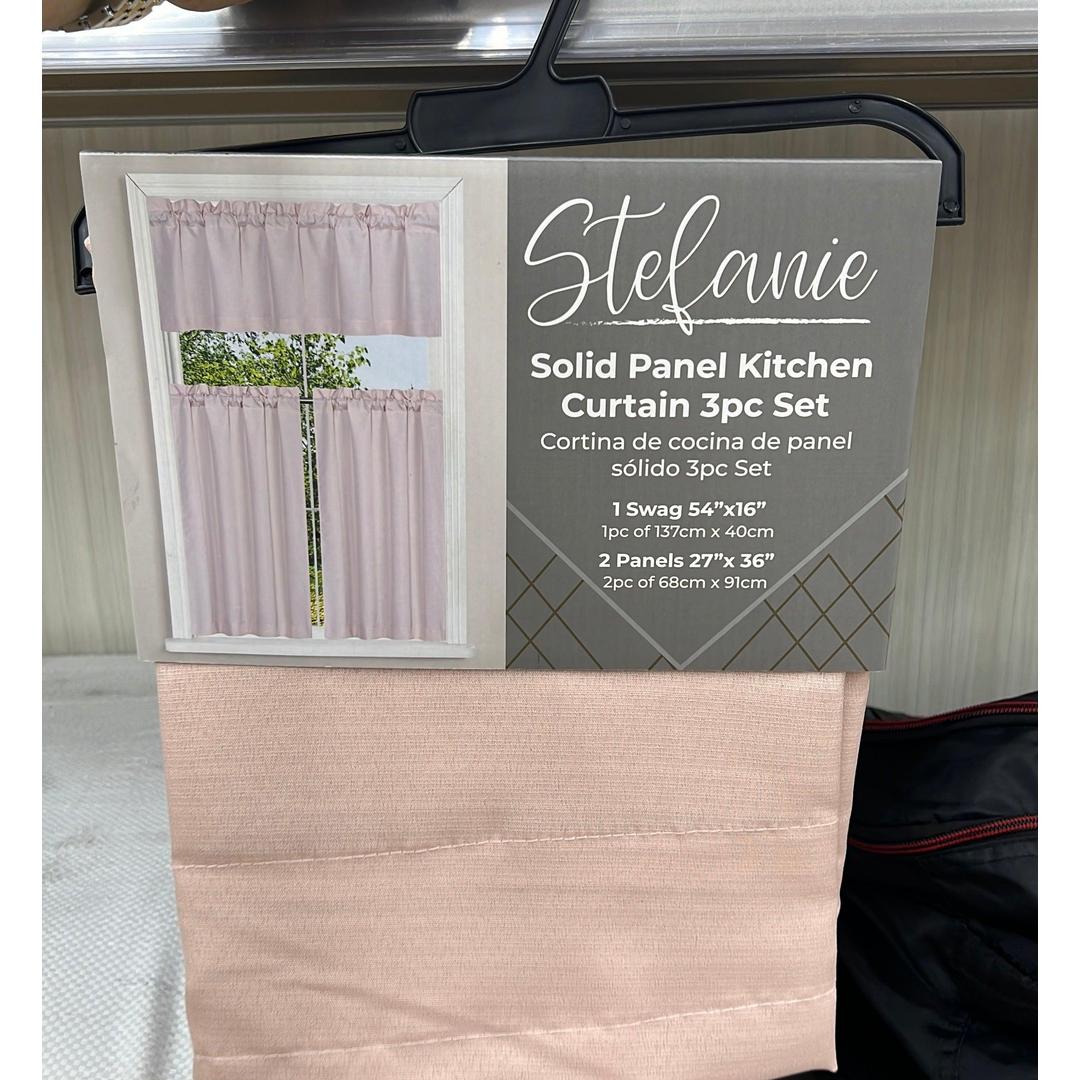 Stefanie 3pc Kitchen Curtain - Dusty Rose