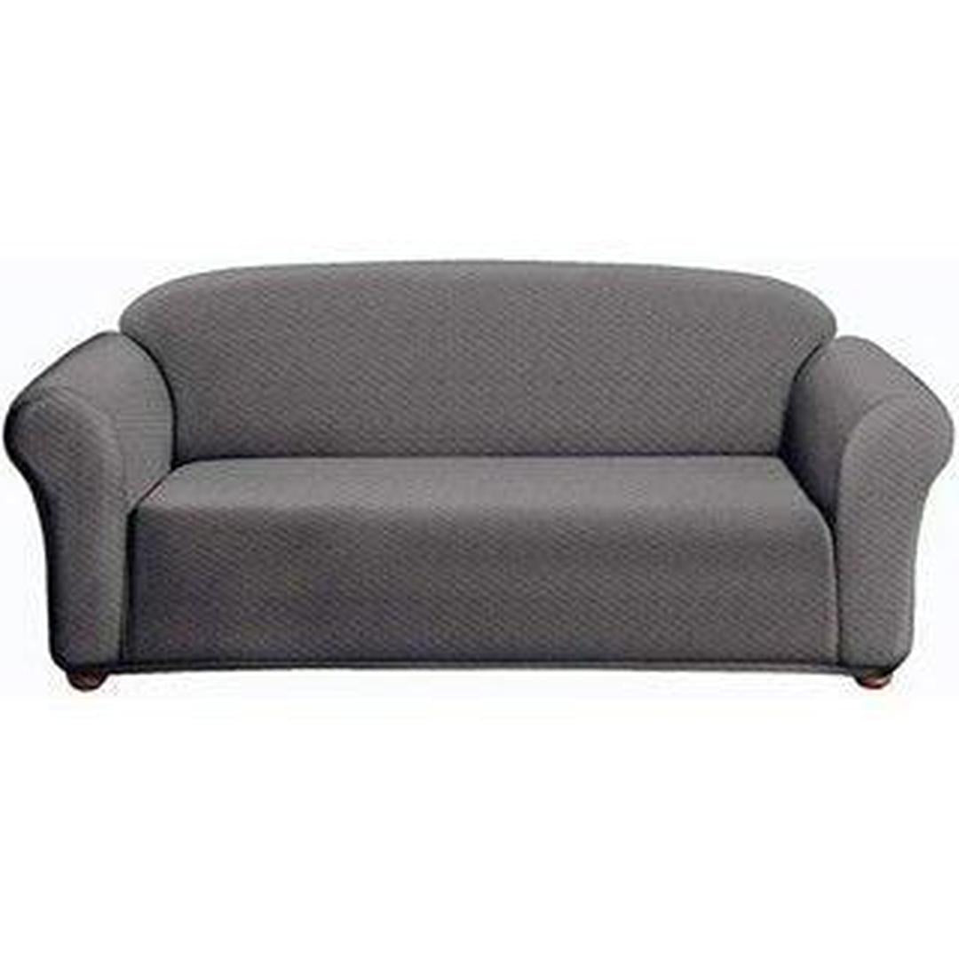 Milan Furniture Slipcover Fitted Protector Couch Cover Jacquard Soft Stretch Non Slip Fabric Loveseat Grey