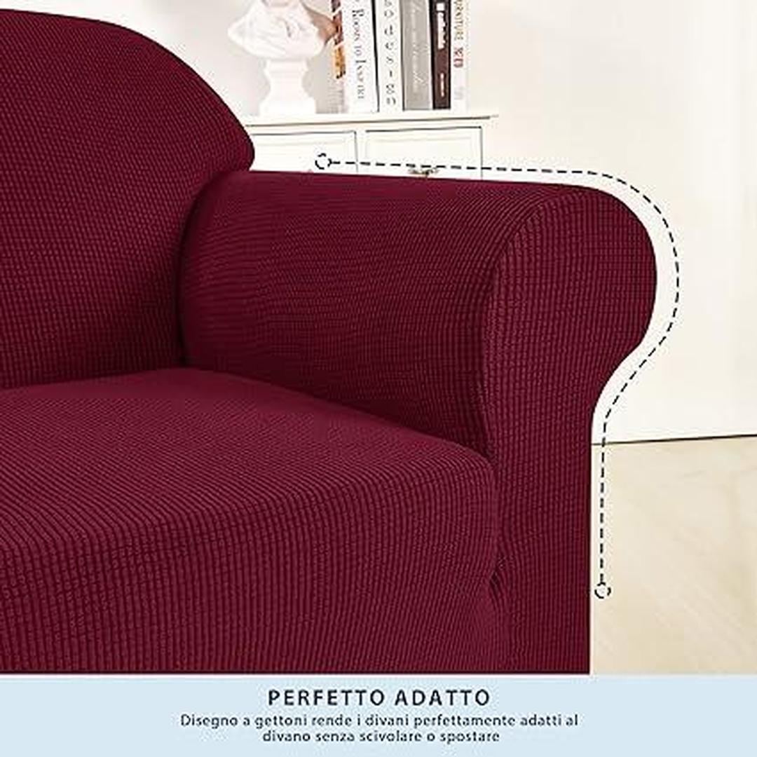 "Milan Jacquard Sofa Slipcover - Stylish Fitted Couch Cover BURGUNDY