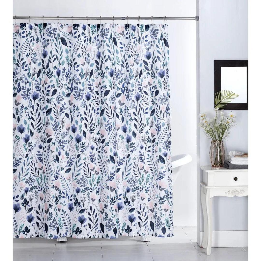 Wren Printed 13pc Canvas Shower Curtain Set with Hooks