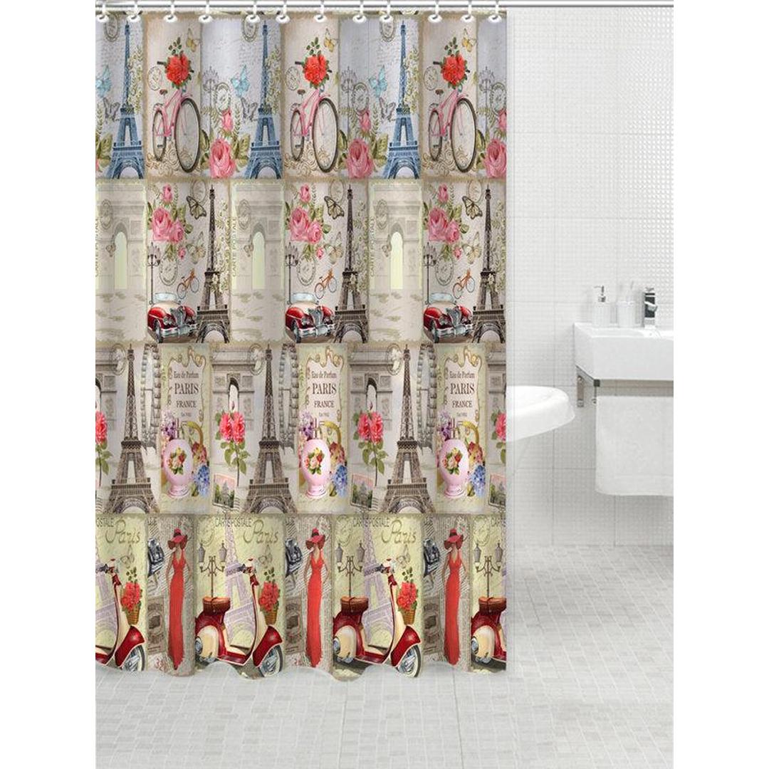 Claire 13pc Printed Canvas Shower Curtain