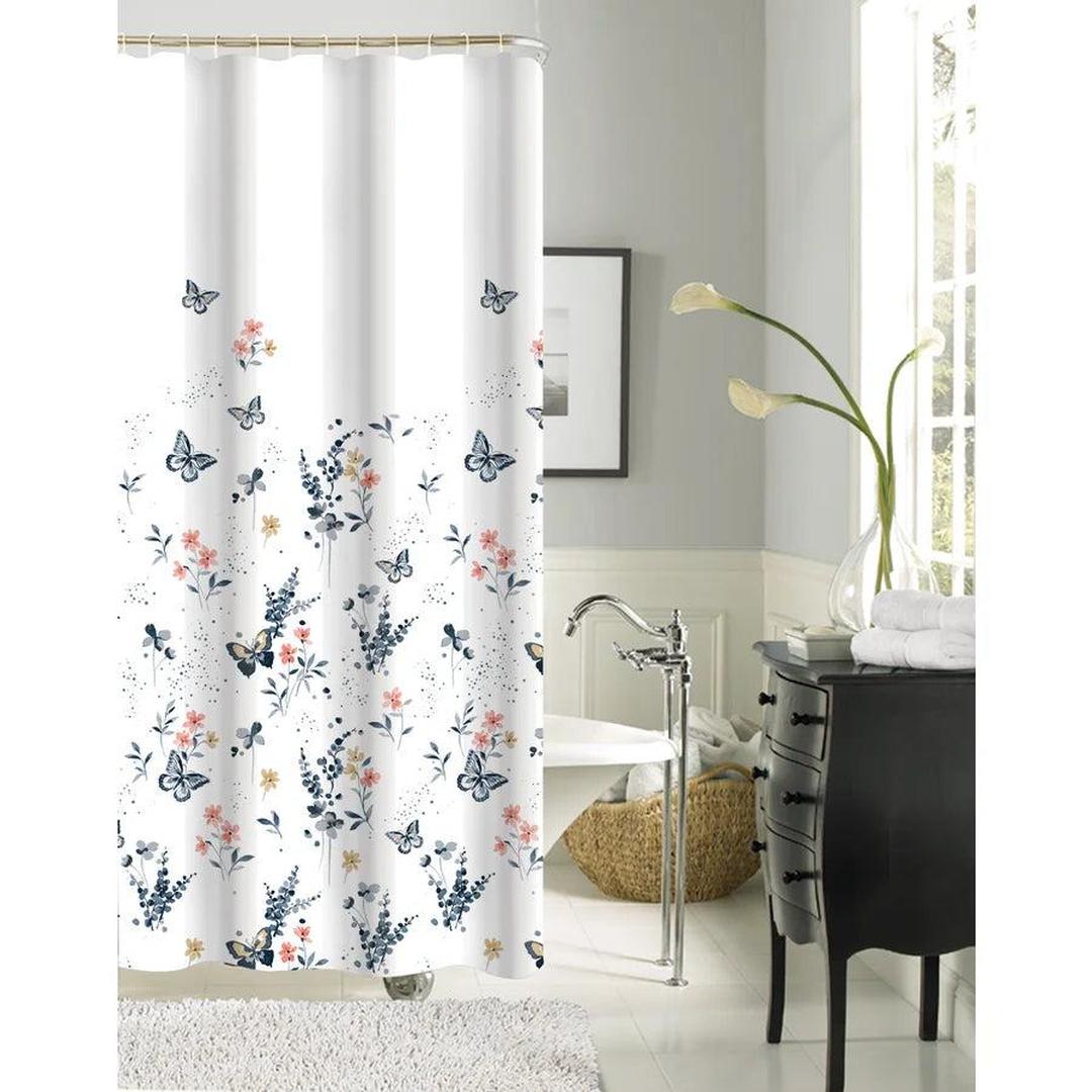 Nadine 13pc Printed Canvas Shower Curtain