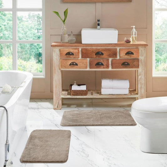 Rosie 2pc Rabbit Fur Rug Taupe