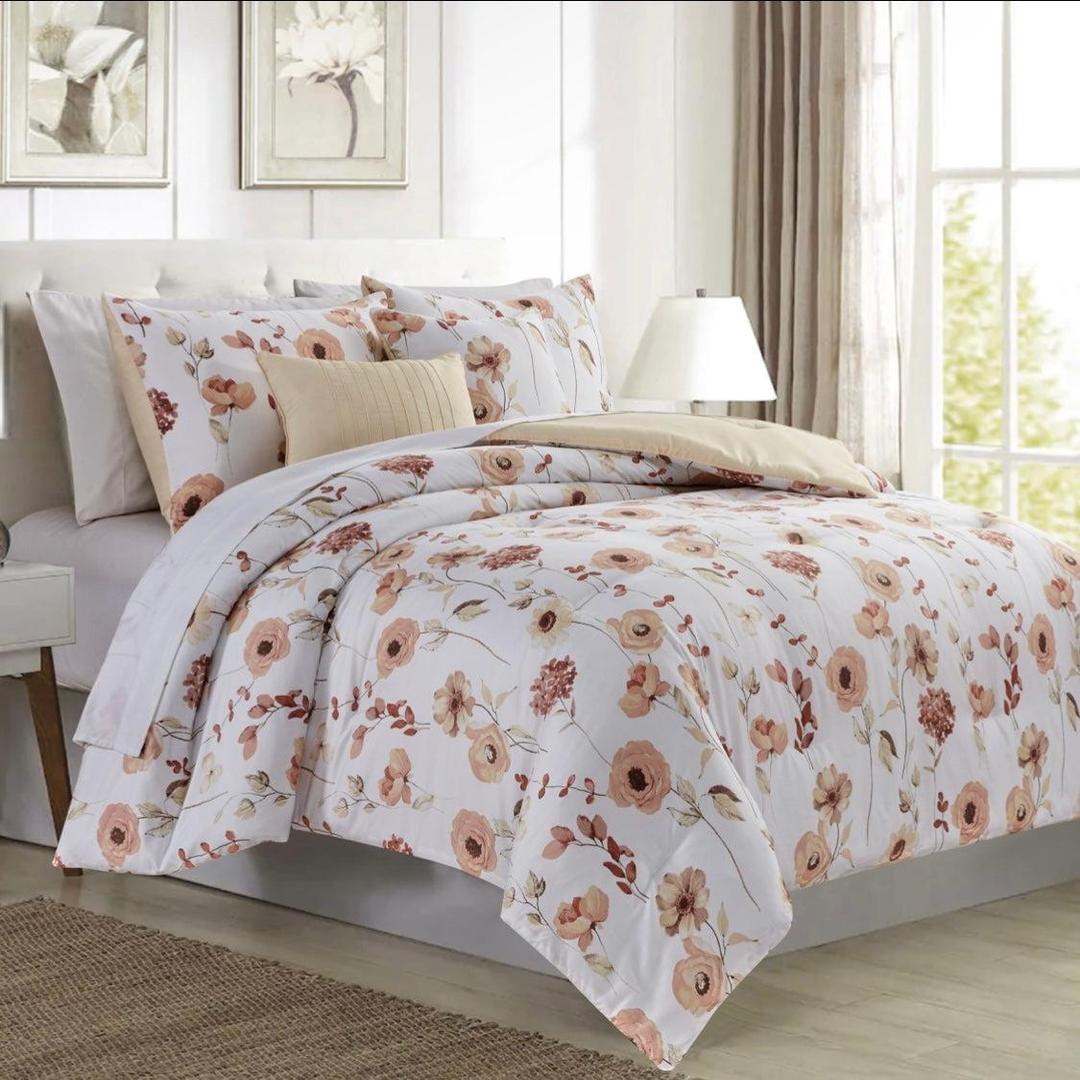 5 Pc Renee Printed Comforter Set Dusty Rose Queen