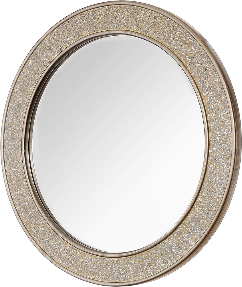 32" ROUND MOSAIC MIRROR IN CHAMPAGNE FINISH