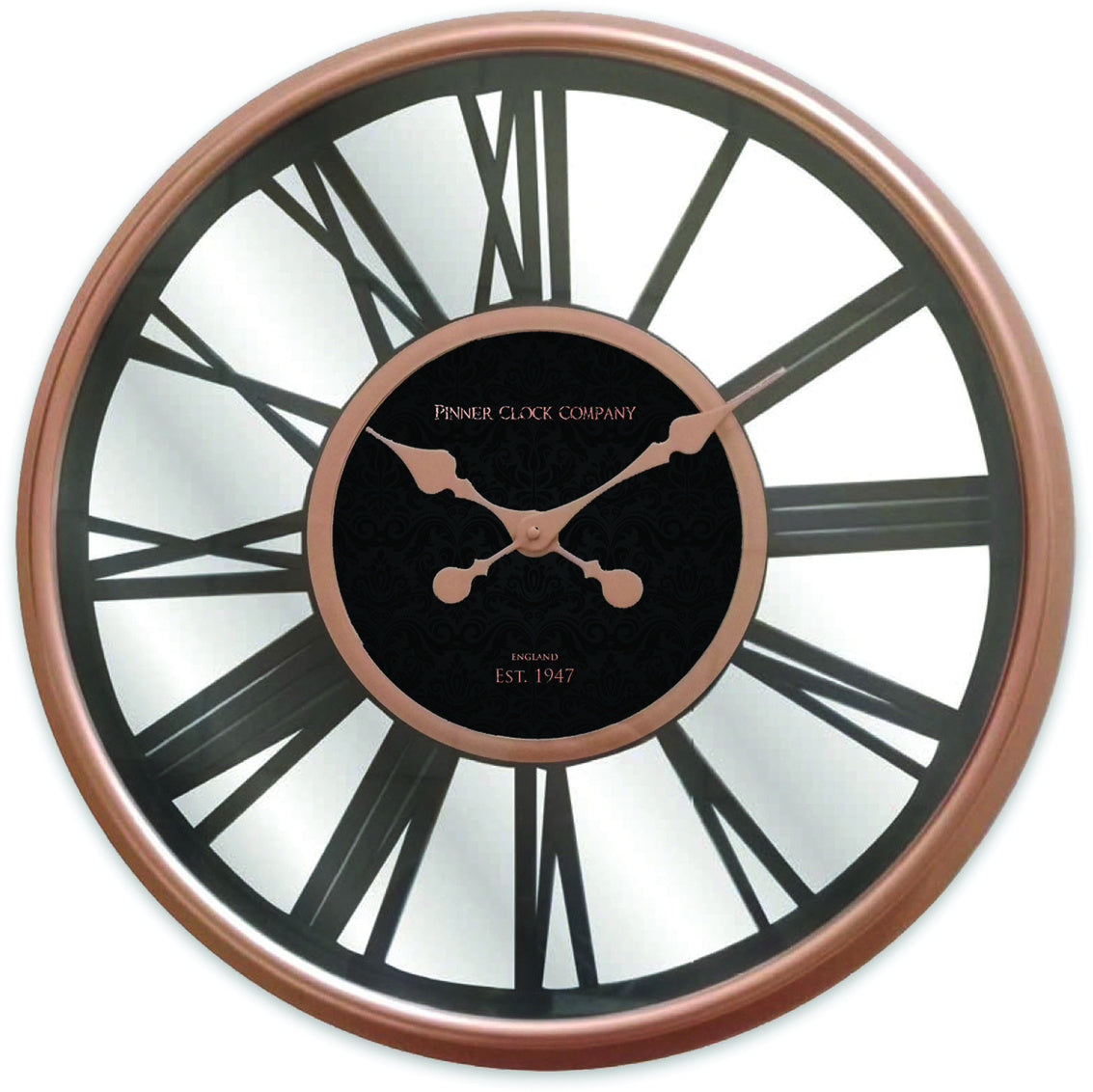 20" ROSE GOLD & BLACK METAL CLOCK