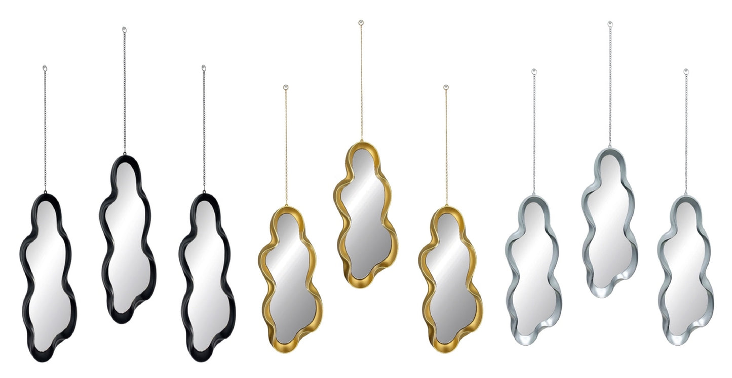 OPTICAL ILLUSION - 3PC MIRROR SET W. METAL CHAIN - SIZE: 3 - 6" x 14.5" Mirrors