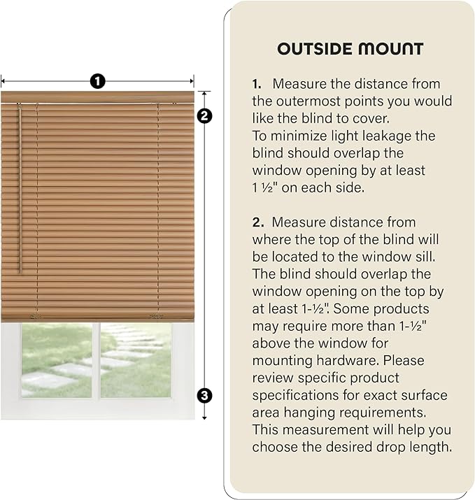 Cordless Light Filtering Mini Blind - 42 Inch Width, 64 Inch Length, 1" Slat Size - Pearl White - Cordless GII Morningstar Horizontal Windows Blinds for Interior by Achim Home Decor