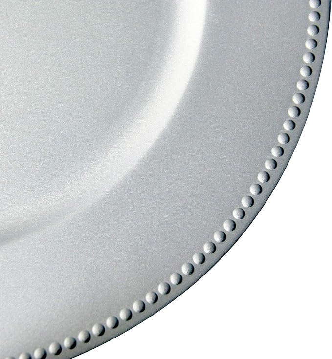 13" Plastic Round Dinner Charger Decorative Plates with Beaded Rim