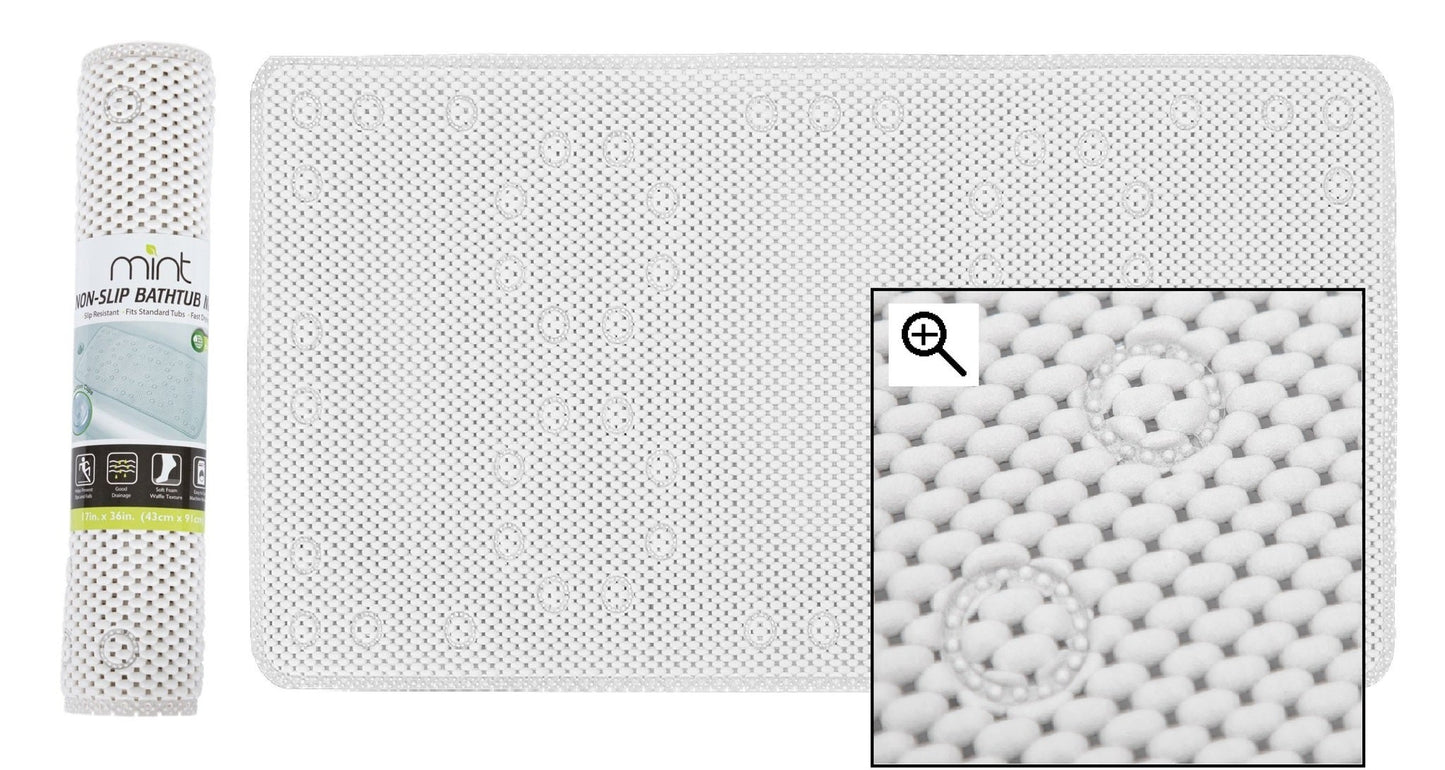 White 36"x17" Foam Bathtub Mat w/ 58 Suction Cups