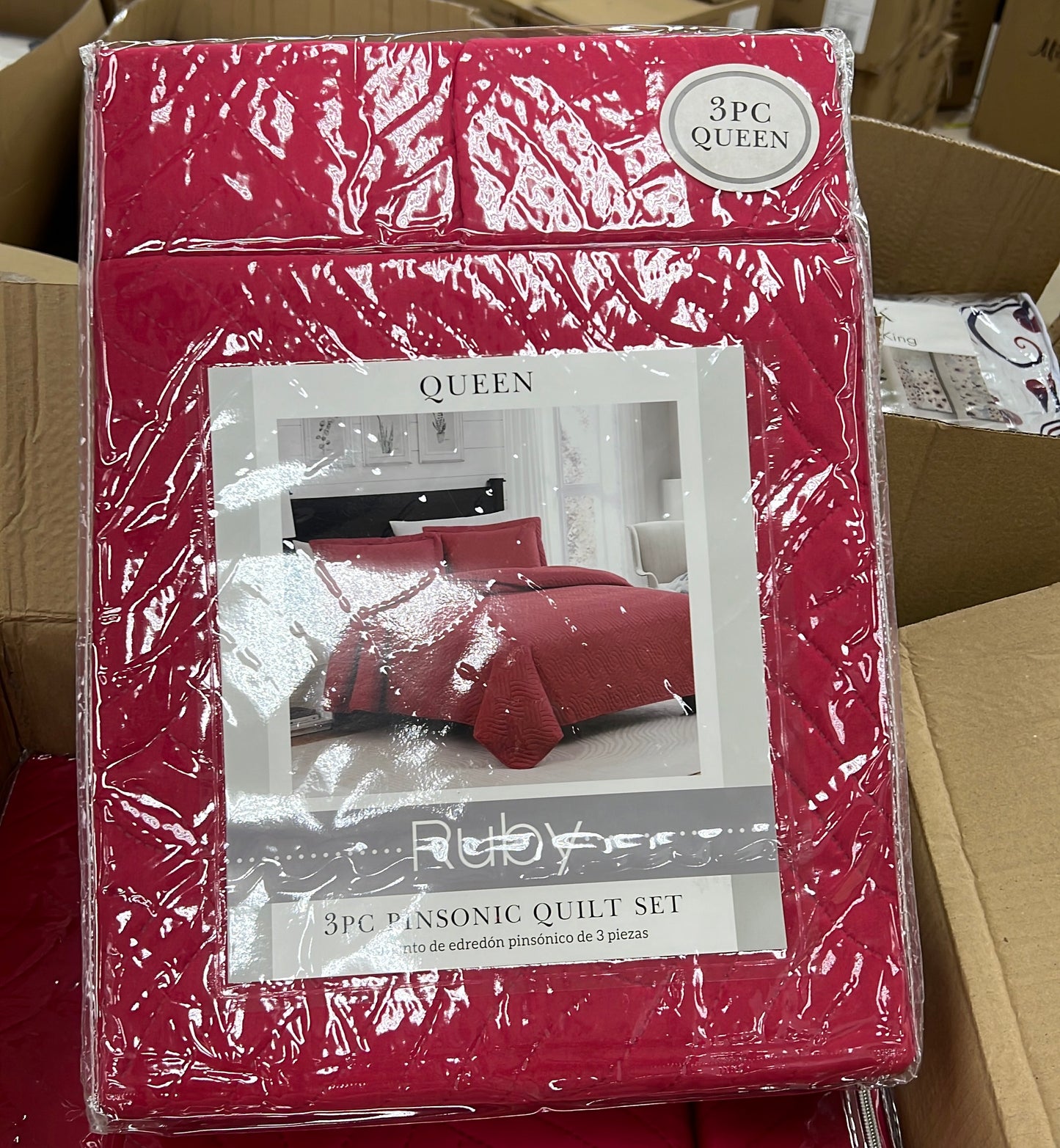 RT Designers Collection Mila 3pc Pinsonic Quilt Red Queen