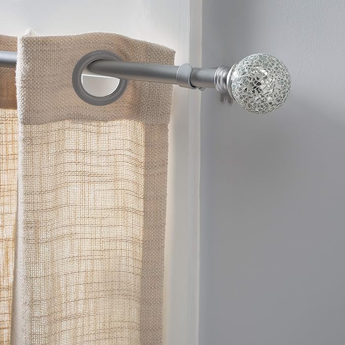 Home Details Palermo Adjustable 28"-48" Curtain Rod, Silver