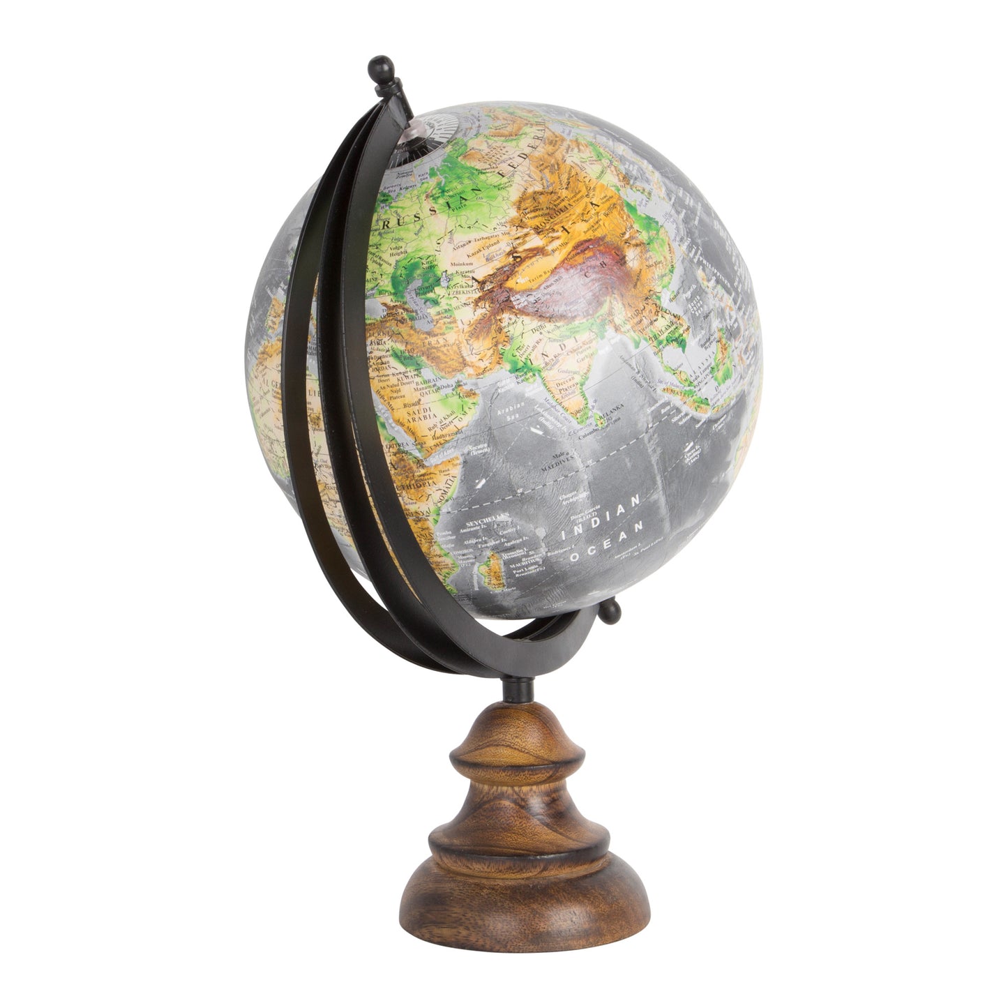 8" BLUE World GLOBE WITH WOOD BASE
