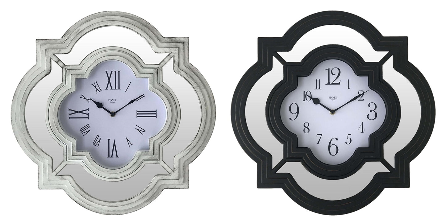 20" POINTY CLOVER MIRRORED CLOCK
