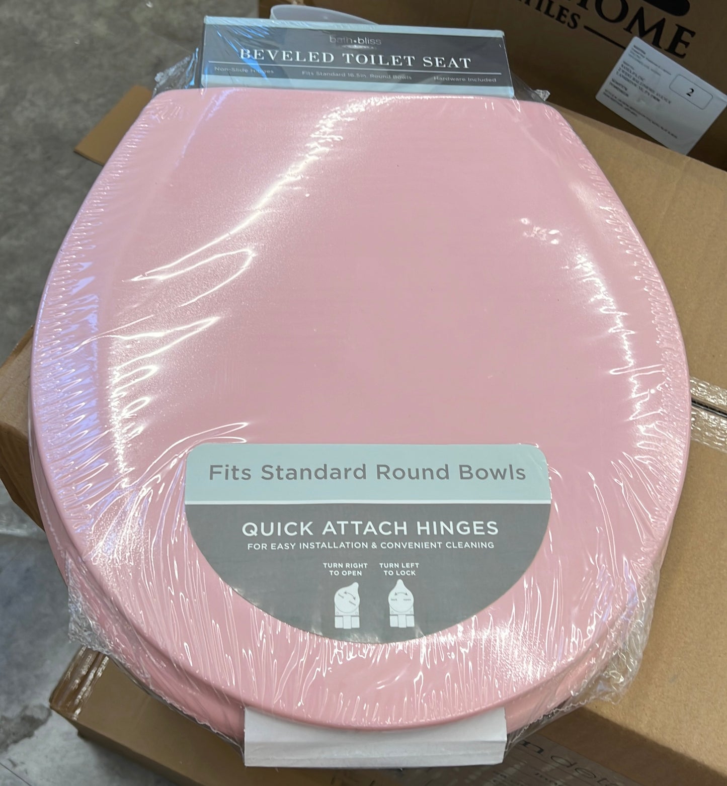 WOOD TOILET SEAT LT PINK 17" W.REMOVABLE HINGE