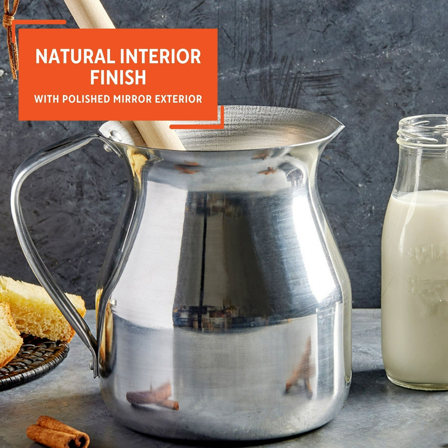 Imusa 2 Quart Aluminum Chocolatera Pitcher, Silver