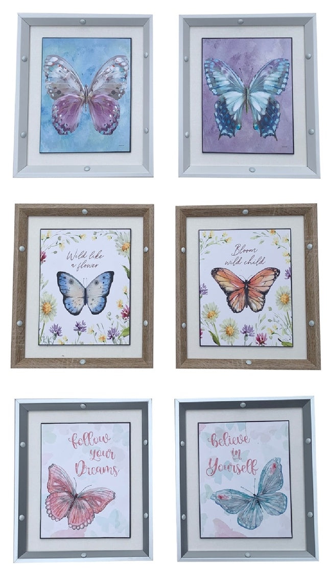 2PC RIVET FRAME W/ LINEN MAT - AFFLUTTER WATERCOLOR - SIZE: 2 - 11" x 13"