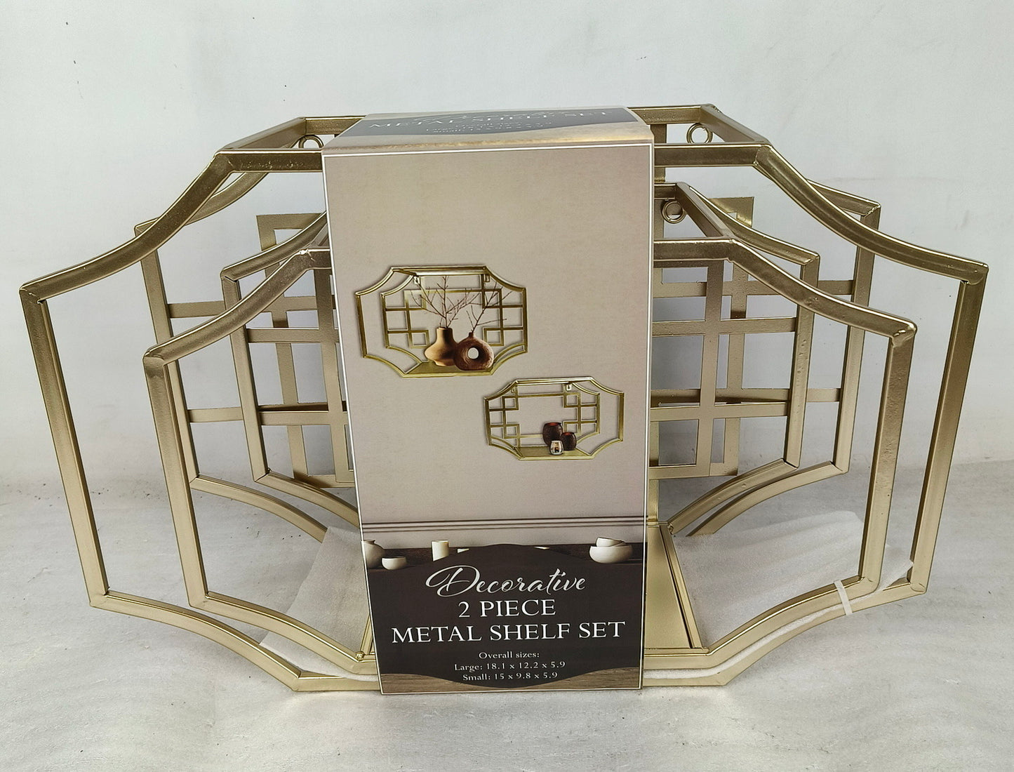 2PC NESTED METAL WALL DECOR IN CHAMPAGNE & SILVER