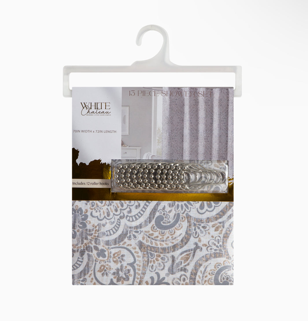 13 PIECE SHOWER SET 70IN WIDTH x 72IN LENGTH