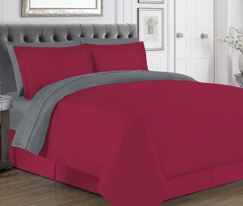 Ryan 7pc Bed In A Bag Red/ Silver Queen