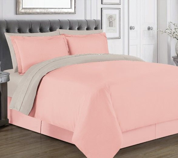 Ryan 7pc Bed In A Bag Blush / Silver Queen