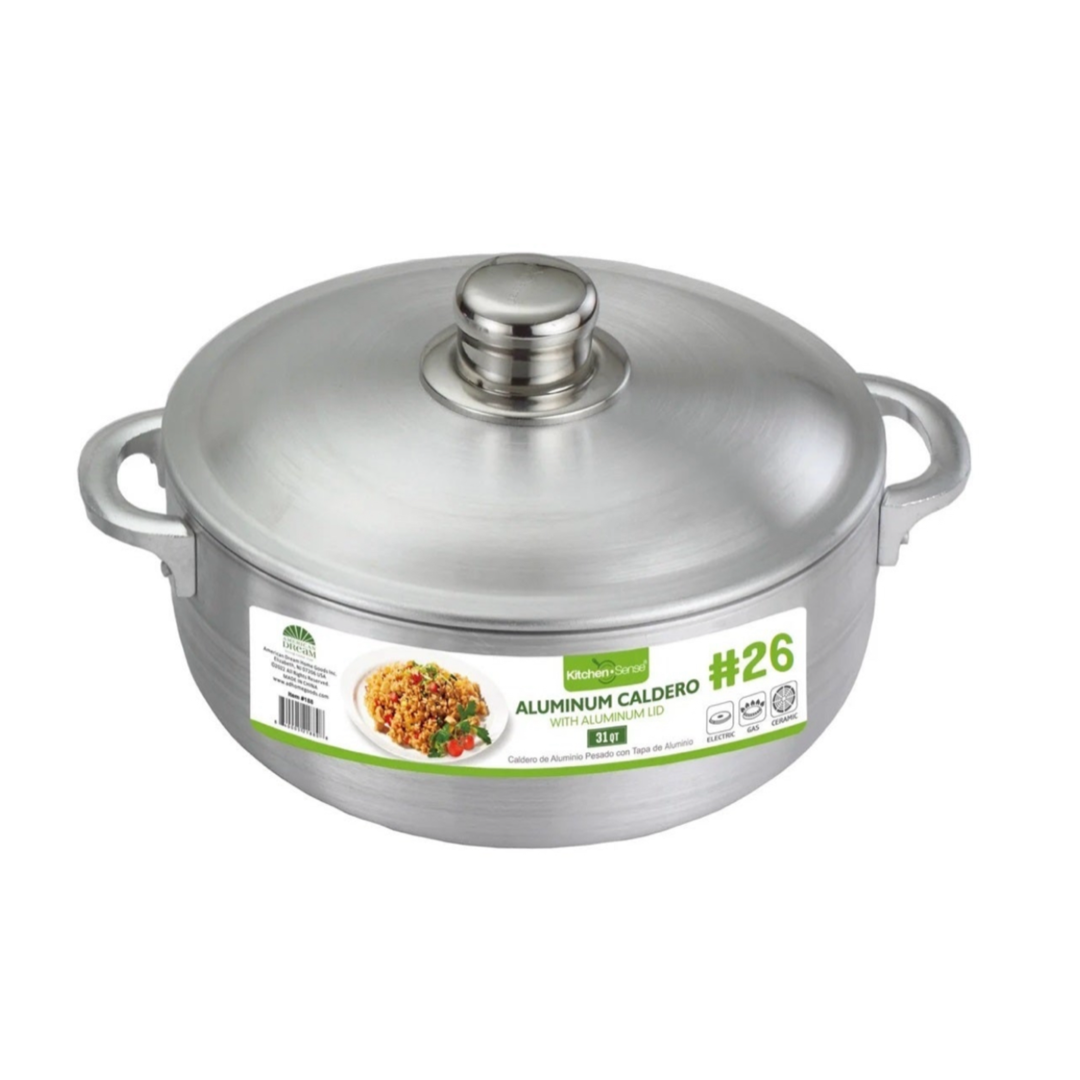 31Qt Heavy Gauge Aluminum Caldero with Aluminum Lid