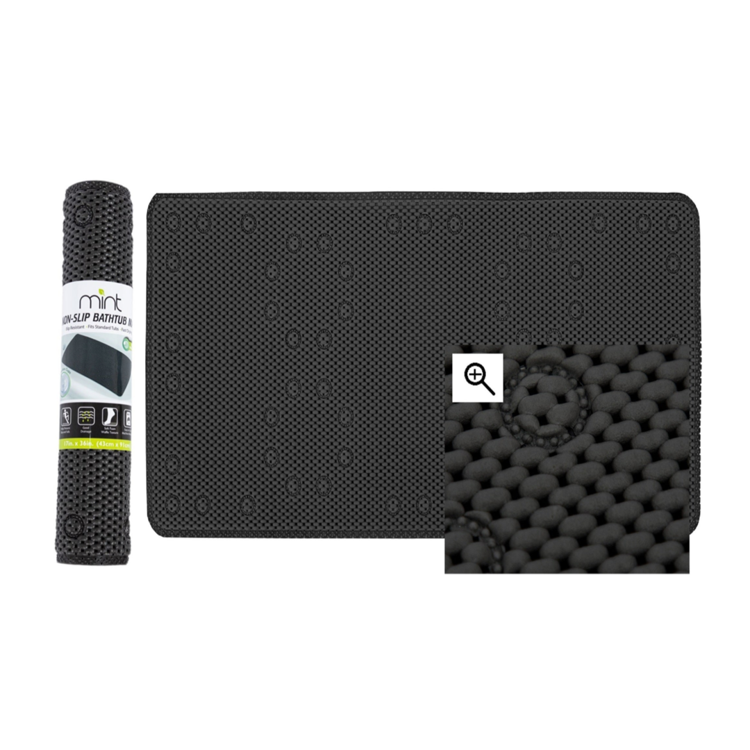 Black 36"x17" Foam Bathtub Mat w/ 58 Suction Cups