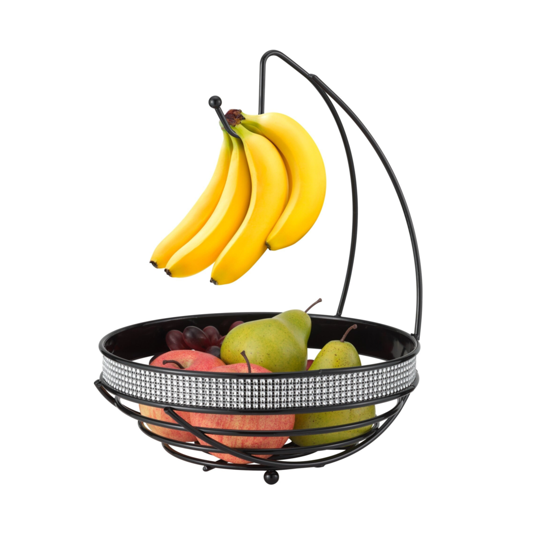 Black Large Fruit Bowl with Banana Hook in Pave