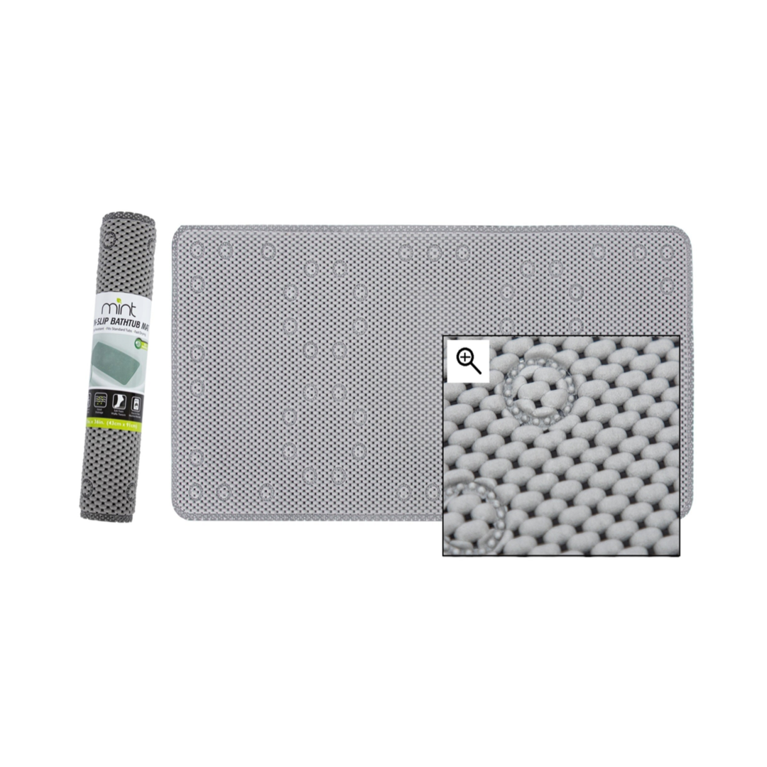 Grey 36"x17" Foam Bathtub Mat w/ 58 Suction Cups