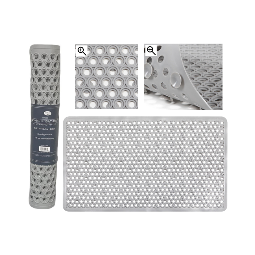 Grey Circle Bathtub Mat 28.5" x 16"