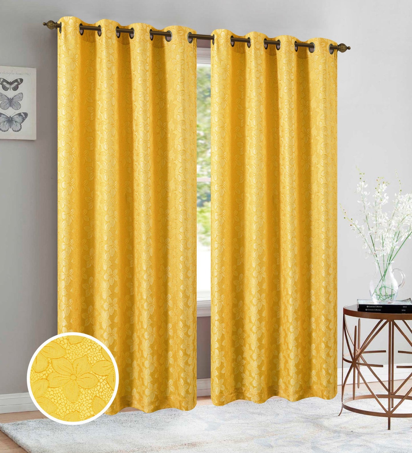 JOLENE YELLOW 53"X84" GROMMET PANEL