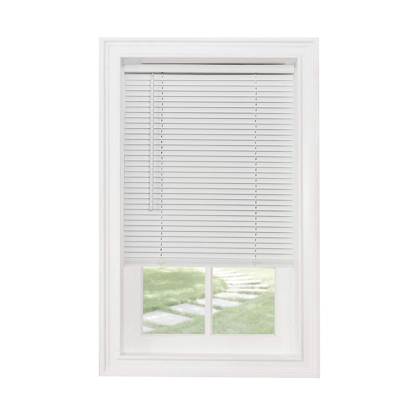 Cordless Light Filtering Mini Blind - 72 Inch Width, 64 Inch Length, 1" Slat Size - Pearl White - Cordless GII Morningstar Horizontal Windows Blinds for Interior by Achim Home Decor