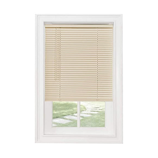 Cordless Light Filtering Mini Blind - 48 Inch Width, 64 Inch Length, 1" Slat Size - Alabaster - Cordless GII Morningstar Horizontal Windows Blinds for Interior by Achim Home Decor
