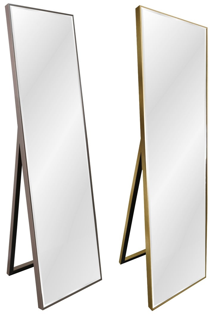 FRAMED STAND MIRROR IN DARK SILVER & GOLD - SIZE: 18" x 64"