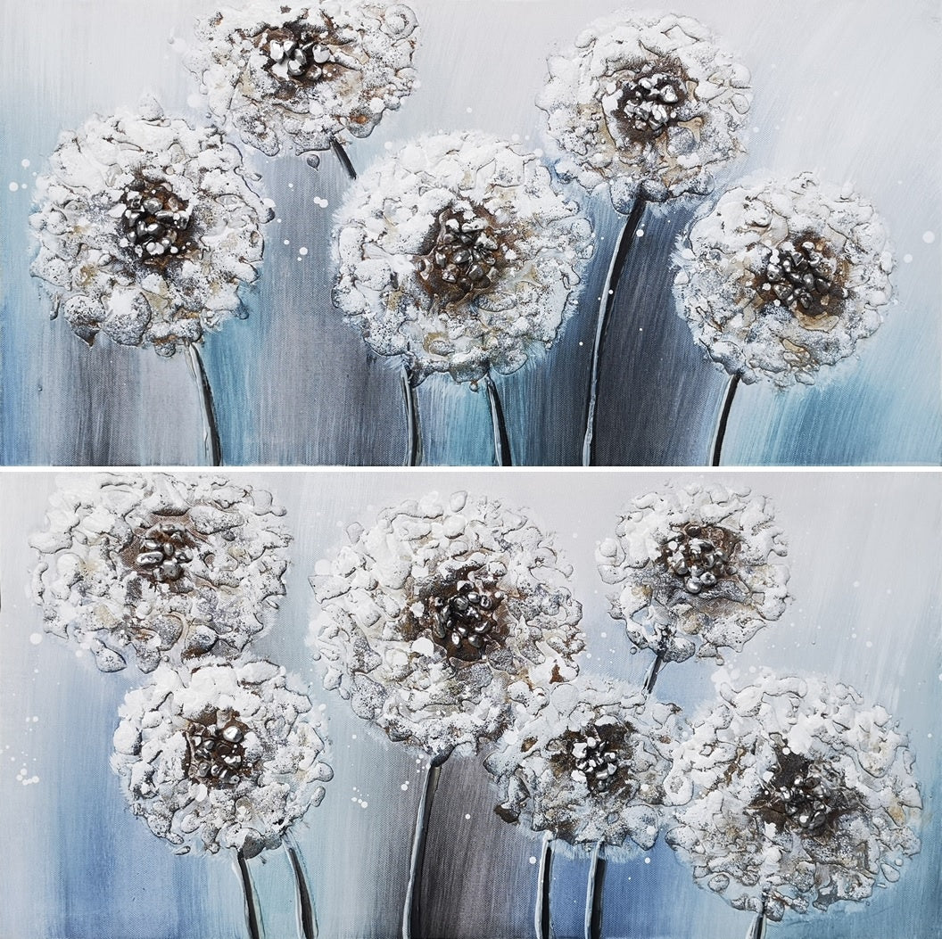 2Pc Hand Embellished Canvas Set - Giant Allium Bulb Fields