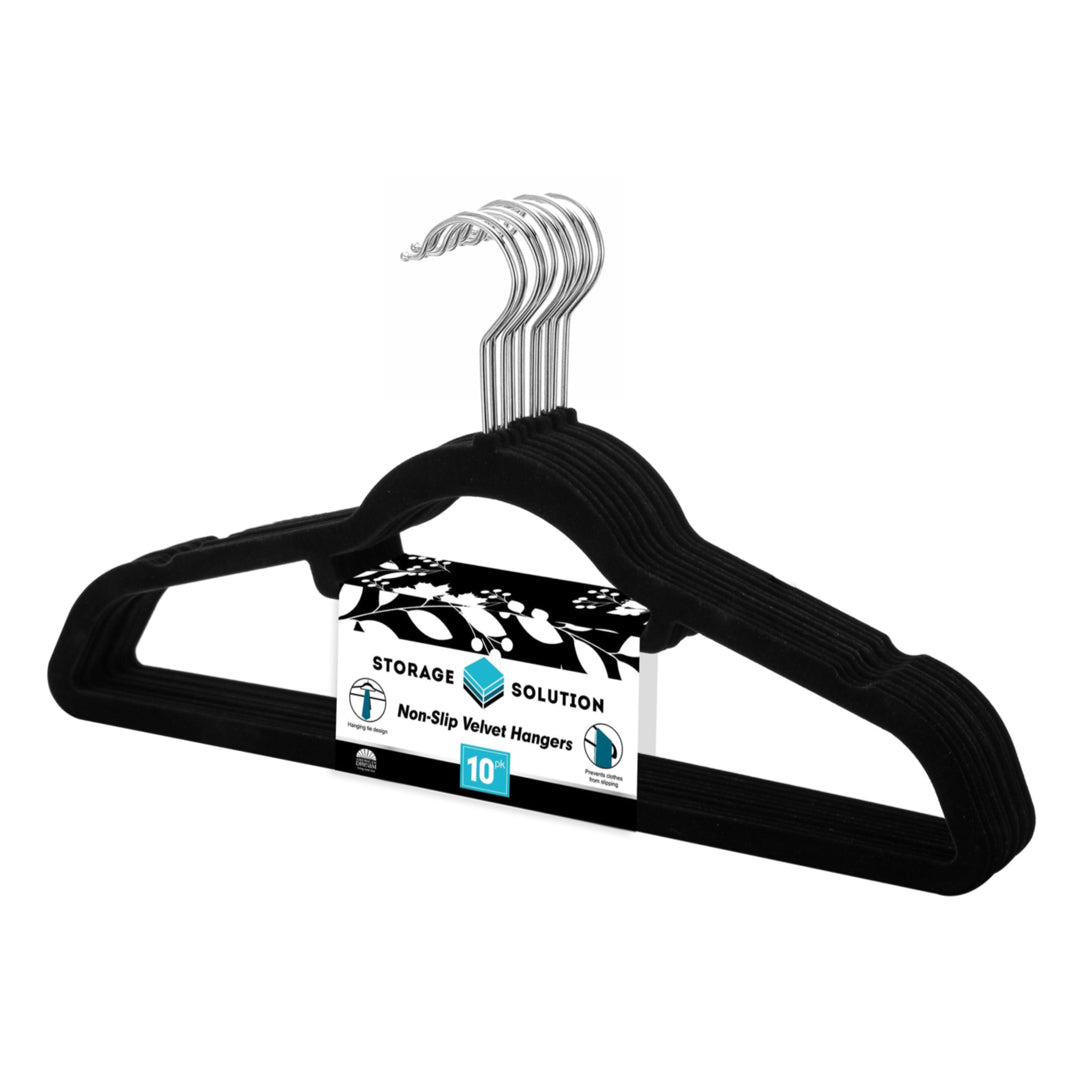 Storage Solutions 10 Piece Black Velvet Suit, Dress, and Clothes Hanger and Closet Organizer
