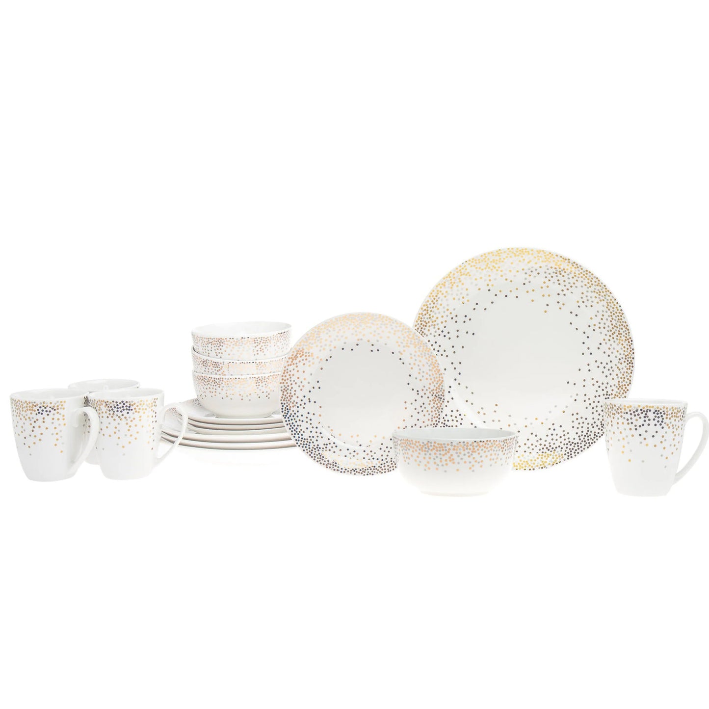 Alora Glam Porcelain 16 Piece Dinnerware Set, Service For 4