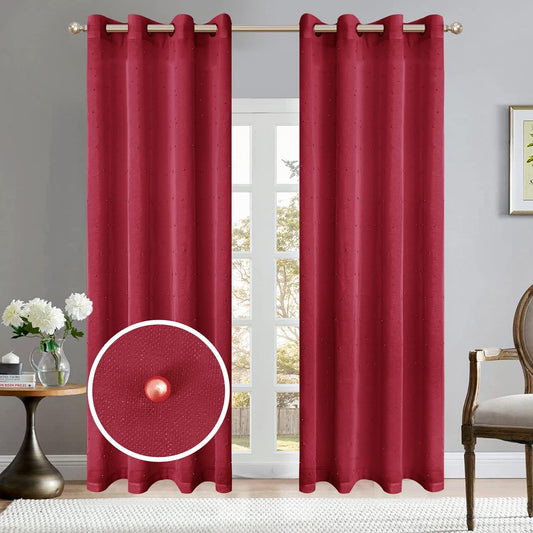 Pearl Elegance: Sheer Grommet Window Panel in Burgundy - 54x84 In, Elevate Your Window Decor