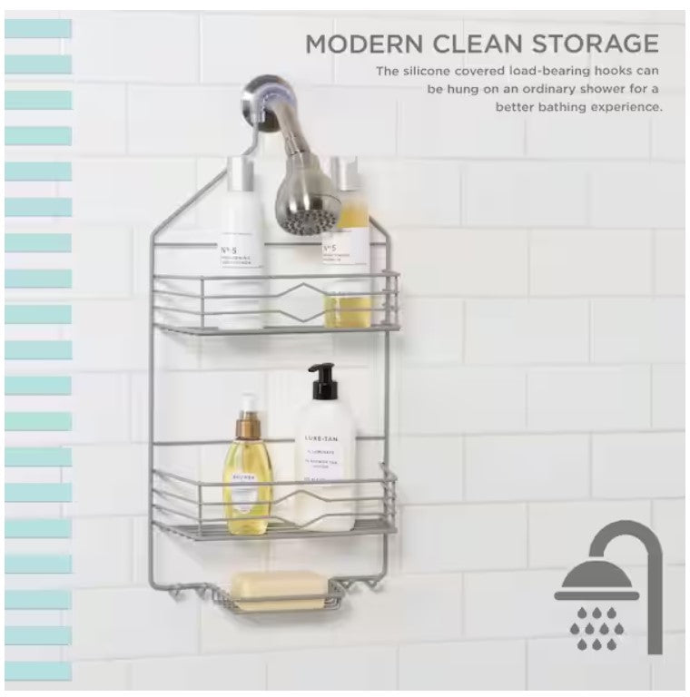 2 Tier Aztec Shower Caddy in Grey