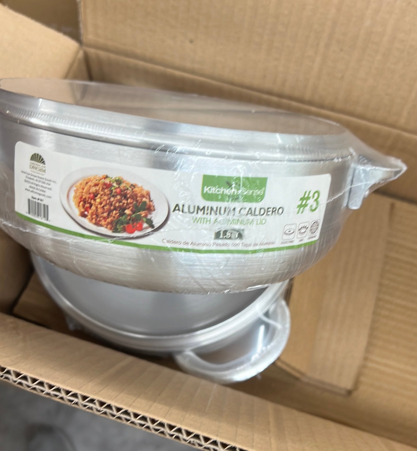 1.8Qt Heavy Gauge Aluminum Caldero with Aluminum Lid