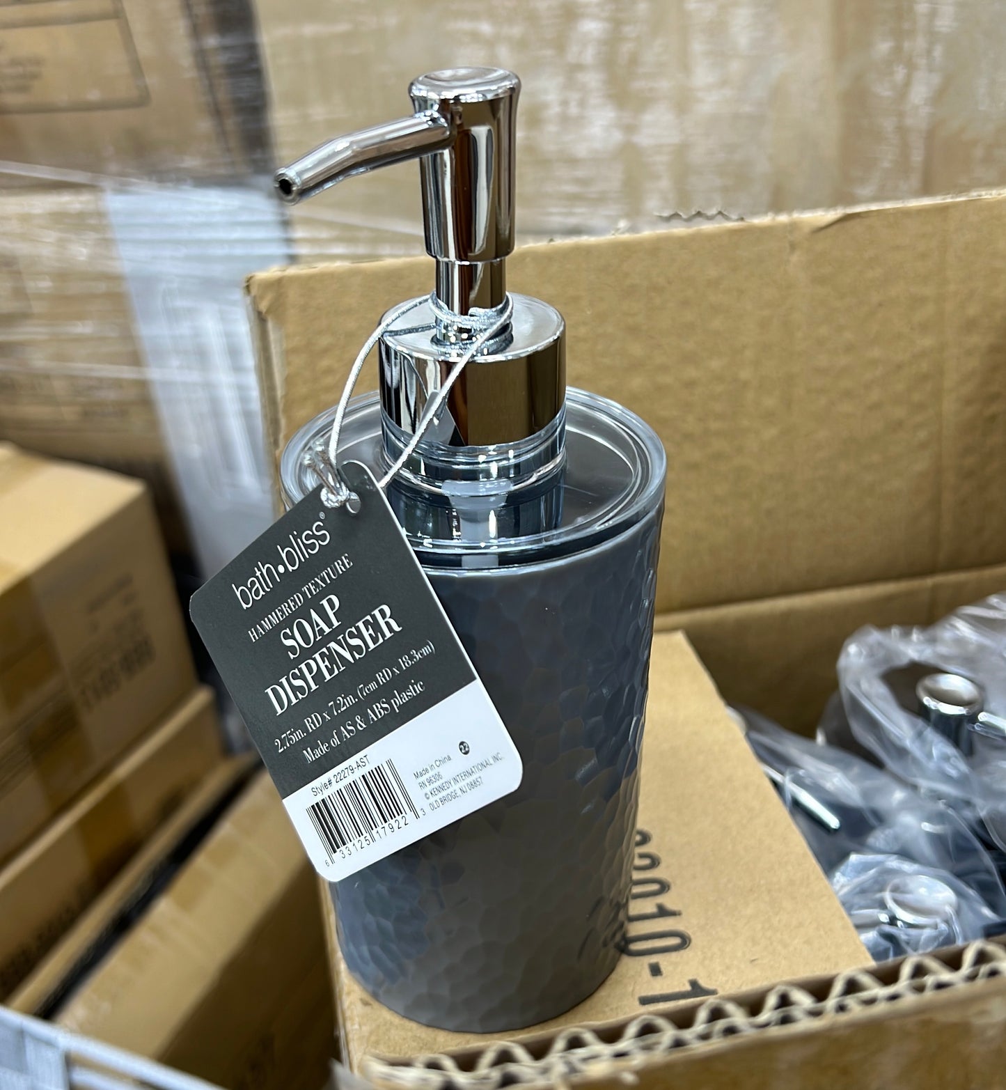 Hammered Shiny Stainless Steel Refillable Liquid Soap Dispenser Pump Bottle for Bathroom Vanity Countertop, Kitchen Sink - Holds Lotion, Liquid Soap, Hand Soap - Shiny