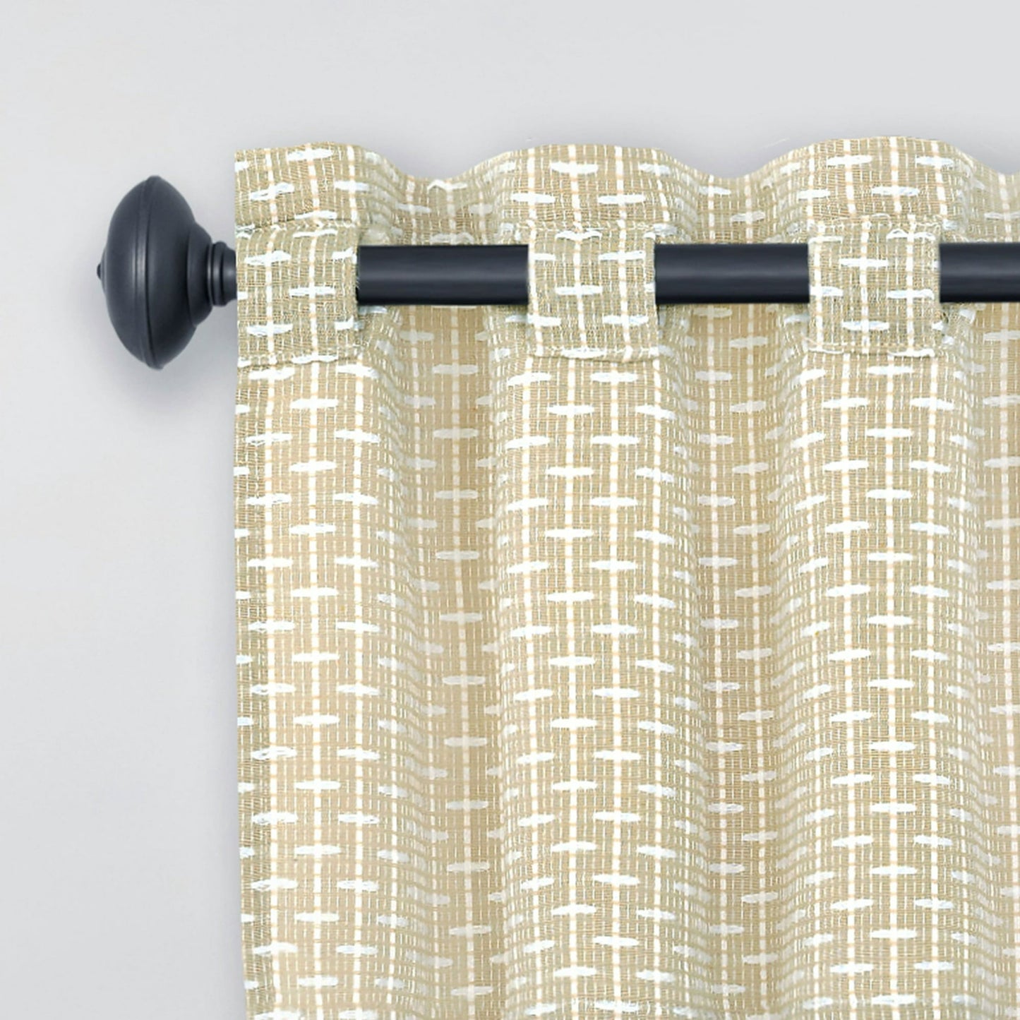 Achim Bedford Front Tab Light Filtering Curtain Valance, Tan, 58" x 13"