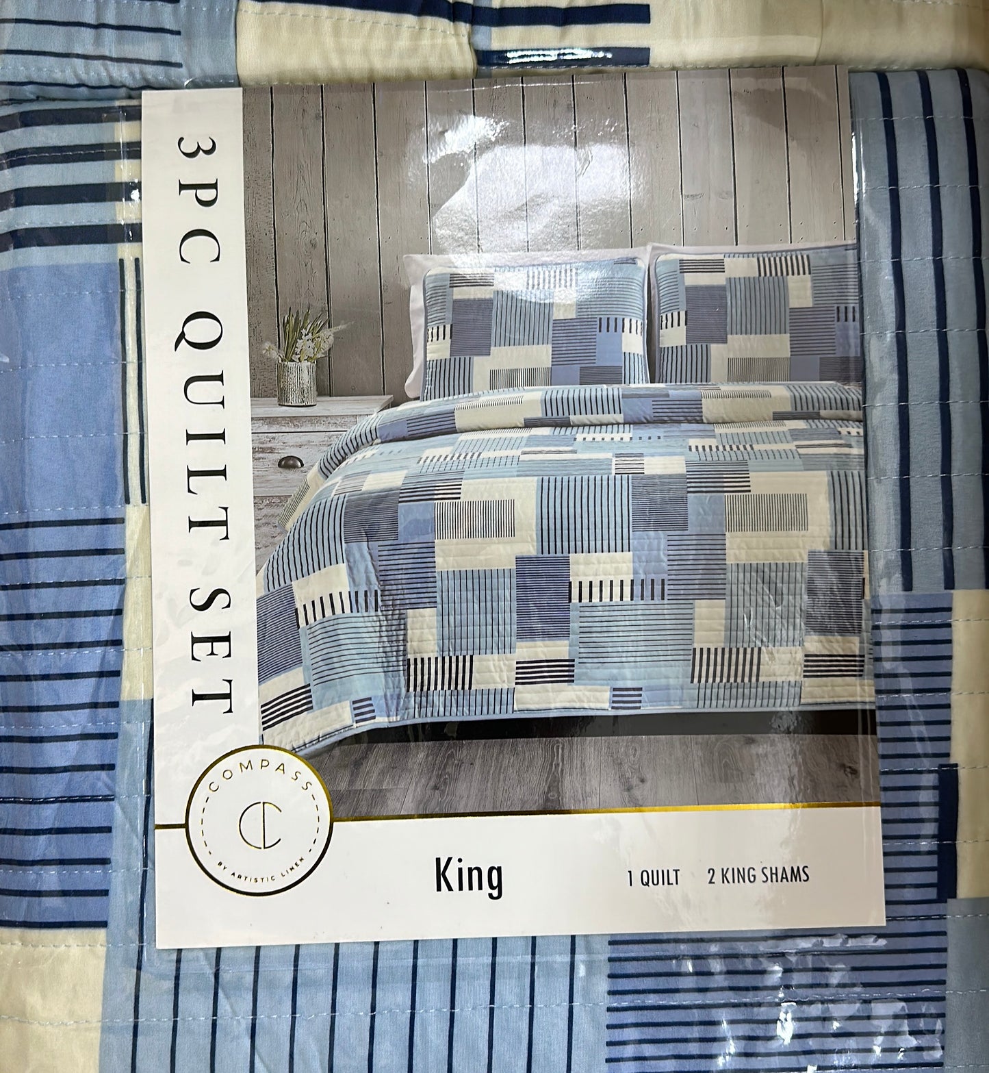 COMPASS 3PC QUILT SET KING