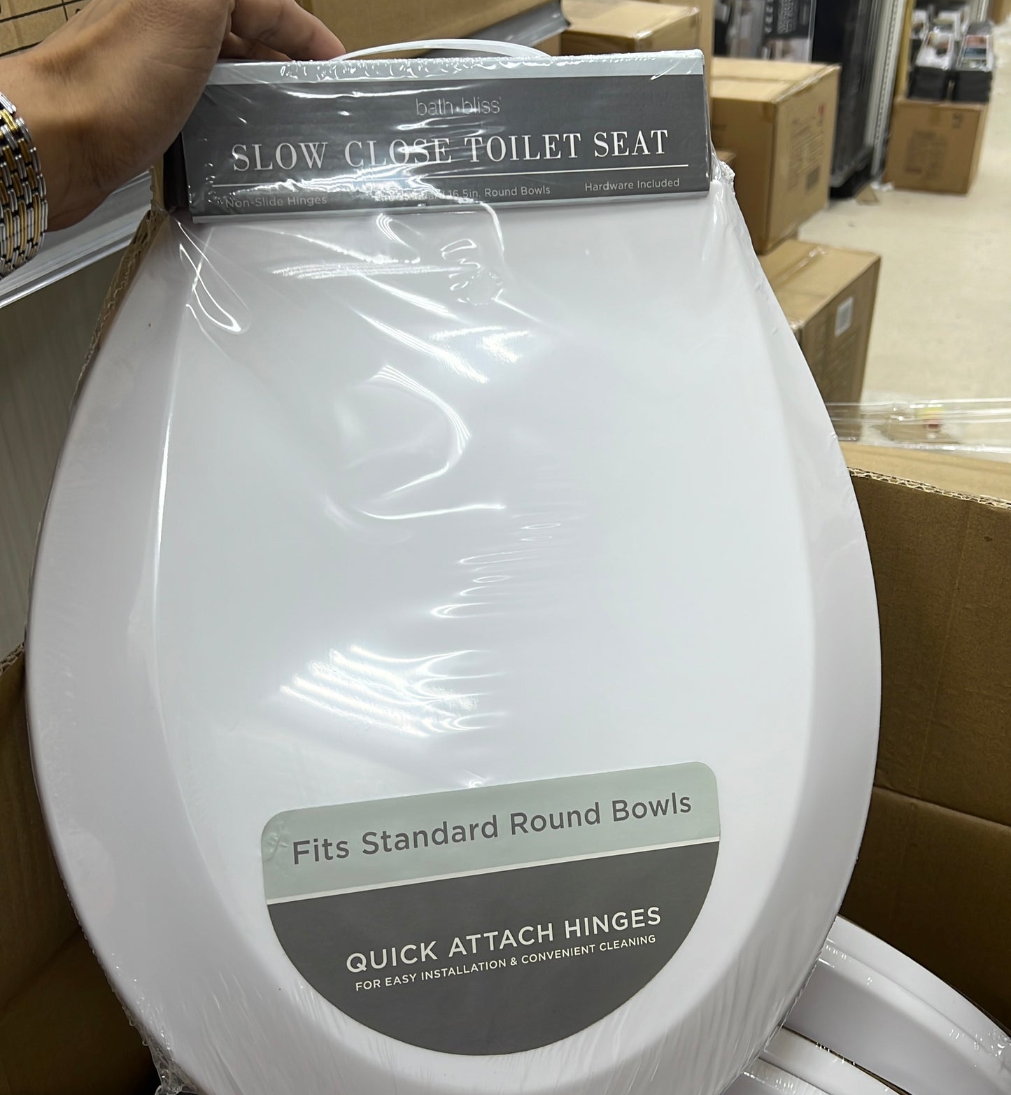 Toilet Seat HARD PLASTIC BEVELED WHITE W.UNIFIED REMOVABLE HINGE